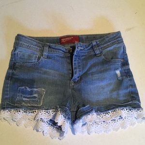 Denim lace shorts